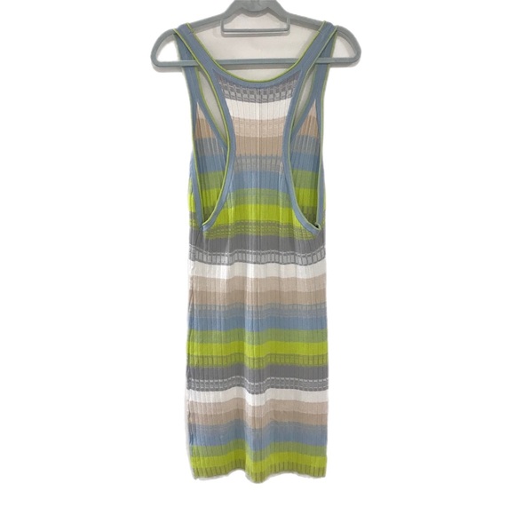 Anthropologie Green Daily Practice Striped Rib Knit Low Racerback Midi Dress - Picture 3 of 7